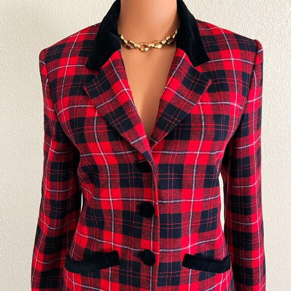 Vintage Wool Pendleton Checkered Red Black Blazer Jacket - Picture 6 of 6